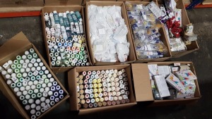 7 BOXES CONTAINING LARGE QUANTITY OF ASSORTED ITEMS INCLUDING VARIOUS COLOURED ACRYLIC PAINTS, VARIOUS PAINT BRUSH SETS, PENTAL OIL PASTELS, PENTAL FABRIC FUN, PAPER PERFECT ACCENTS ETC