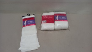 21 X BRAND NEW SPANX PACKS OF 3 CHIC LOOK RIBBED TEXTURE OVER THE KNEE SOCKS IN WHITE (TOTAL RRP $1500.00)