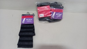 50 X BRAND NEW SPANX VINTAGE STRIPED KNEE HIGH SOCKS IN BLACK AND GREY SIZE REGULAR RRP $18.00 (TOTAL RRP $900.00)