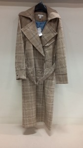 4 X BRAND NEW TOPSHOP LONG CHEQUERED COATS SIZE 10 AND 12 RRP £85.00 (TOTAL RRP £340.00)