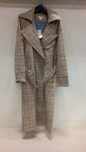 4 X BRAND NEW TOPSHOP LONG CHEQUERED COATS SIZE 12 RRP £85.00 (TOTAL RRP £340.00)