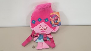 60 X BRAND NEW TROLLS POPPY HEAD PLUSH BACKPACKS IN 5 BOXES