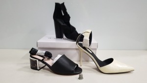 15 PIECE MIXED TOPSHOP SHOE LOT CONTAINING ROSA BLACK HEELED SHOES, KAN KAN NUDE PLYM SOLES AND NAPPA GUNMETAL HEELED SHOES ETC