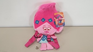 60 X BRAND NEW TROLLS POPPY HEAD PLUSH BACKPACKS IN 5 BOXES