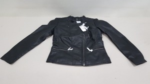 20 X BRAND NEW ONLY CLOTHING BLACK LEATHER BIKER NOOS JACKETS UK SIZE 10