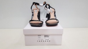 16 X BRAND NEW TOPSHOP NORA BLACK OPEN FOOT HEELED SHOES SIZE 5 AND 6