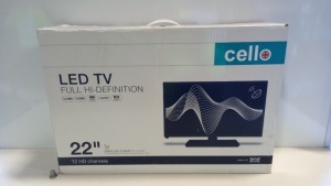 1 X BRAND NEW 22 CELLO LED TV FULL HI DEFINITION WITH SATELLITE TUNER INCLUDED (T2 HD CHANNELS)