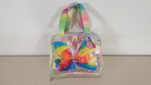 72 X BRAND NEW JOJO SIWA BOW SHAPED AND PRINT TOTE BAGS IN 6 BOXES