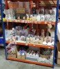 LARGE QUANTITY ASSORTED CHRISTMAS LOT CONTAINING VARIOUS STYLES AND SIZES OF LIGHT UP GLASS BOWLS, VASES, BOTTLES AND VARIOUS CHRISTMAS TREE BAUBLES ETC - ON 3 SHELVES