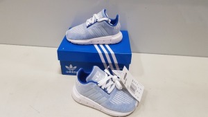 6 X BRAND NEW INFANTS ADIDAS SWIFT RUN TRAINERS IN BLUE AND WHITE UK SIZE 5.5