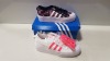 4 X BRAND NEW ADIDAS NIZZA PLATFORM TRAINERS IN WHITE AND PINK AND FLOWER PRINT STYLED UK SIZE 5 AND 6 (PLEASE NOTE ONE OF THE BOXES ARE DAMAGED)