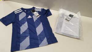 16 X BRAND NEW ADIDAS BLUE AND WHITE STRIPED JERSEYS UK SIZE 5-6 YEARS