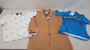6 X PIECE MIXED CLOTHING LOT CONTAINING SCOTCH AND SODA BLOUSE SIZE MEDIUM, PEARL IZUMI TOP SIZE LARGE, TUMI JACKET SIZE 10, RALPH LAUREN DRESS SIZE 6, CALVIN KLEIN JEANS 34/32 AND SCOTCH AND SODA TSHIRT 2XL