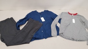 6 X PIECE MIXED CLOTHING LOT CONTAINING CALVIN KLEIN TROUSERS SIZE 50, ISSA LONDON BLAZER SIZE 18, NA-KD JUMPSUIT SIZE 8, MAISON DE NIMES TOP SIZE 8, JAMES LAKELAND TOP SIZE 8 AND KENDALL AND KYLIE DRESS SIZE 10
