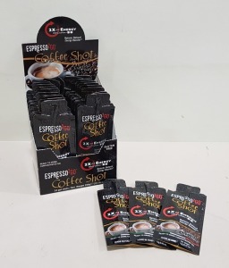 576 X BRAND NEW EXPRESSO TO GO MACCHIATO COFFEE SHOTS 12G IN COUNTER DISPLAY BOXES OF 24 PIECES IDEAL FOR IRON MAN, GYMS AND HEALTHY ACTIVITIES ON THE GO EXPIRES 02/2022 IN 6 OUTER BOXES