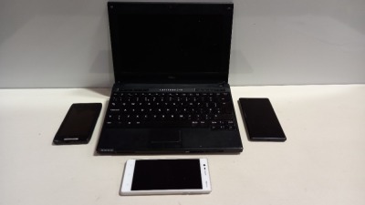 4 PIECE ASSORTED SPARES LOT CONTAINING 1 X DELL LAPTOP, 2 X NOKIA SMARTPHONES AND 1 X MOTOROLLA SMARTPHONE (PLEASE NOTE ALL FOR SPARES)