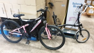 2 X BICYCLES - SILVERFOX MOUNTAIN BIKE WITH DUAL SUSPENSION WITH 21 GEARS PLUS FOLDABLE BROMPTON