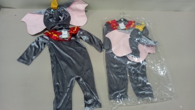 15 X BRAND NEW DISNEY DUMBO KIDS FULL COSTUMES IN SIZES UK 3-4YEARS