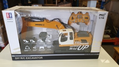 BRAND NEW BOXED DOUBLE EAGLE RADIO CONTROLLED EXCAVATOR 17 CHANNELS BY DOUBLE E (RRP £145.99)