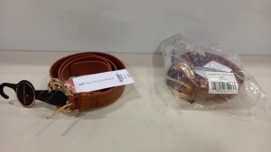 100 X BRAND NEW DOROTHY PERKINS BROWN BELTS WITH GOLDEN BUCKLE IN SIZE SMALL