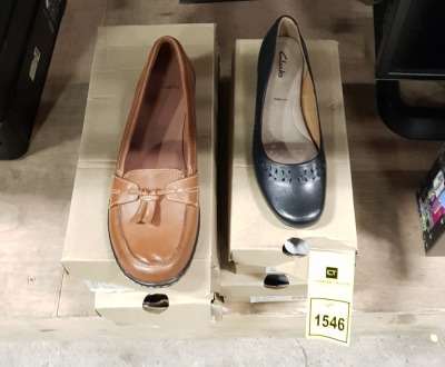 4 X PAIRS OF BRAND NEW CLARKES BOXED SHOES IE. ASHLAND BUBBLE, ELANCHE, GARYN