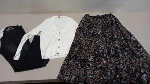 6 PIECE MIXED CLOTHING LOT CONTAINING FRENCH CONNECTION DRESS SIZE 10, TED BAKER CARDIGAN SIZE 4, STUDIO 8 DRESS SIZE 16, TED BAKER SKIRT SIZE 3, CALVIN KLEIN BRA SIZE 32C AND ARMANI EXCHANGE JEANS SIZE 32