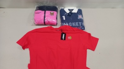 6 PIECE MIXED CLOTHING LOT CONTAINING ONEILLS JACKET SIZE 10, WALES T SHIRT SIZE 2XL, HACKETT RUGBY SHIRTS SIZE MEDIUM, CANALLEY BLAZER SIZE LARGE AND CATH KIDSTON FLORAL JACKET SIZE SMALL
