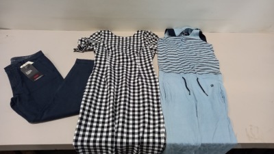 6 PIECE MIXED CLOTHING LOT CONTAINING OASIS DRESS SIZE 12, CHESCA DRESS SIZE 14, G STAR JUMPSUIT SIZE XS, LEVIS TROUSERS 32-30, GANT TROUSERS SIZE 36 AND GANT T SHIRT SIZE MEDIUM