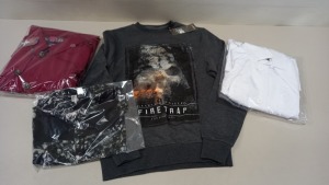 6 PIECE MIXED CLOTHING LOT CONTAINING HARRY BROWN COAT SIZE MEDIUM, ONIELL ORIGINAL BLOUSE SIZE SMALL, COVERT OVERT JACKET SIZE MEDIUM, ONEILLS JACKET SIZE 2XL, FIRETRAP JUMPER SIZE MEDIUM AND TOTTENHAM SHORTS SIZE MEDIUM