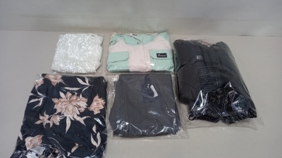 5 PIECE MIXED CLOTHING LOT CONTAINING GZL JEANS SIZE 32, PENFIELD COAT UK SIZE 10, BARDOT SEQUENED DRESS, WAREHOUSE DRESS SIZE 10 AND MILLET JACKET SIZE XL