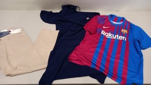 6 PIECE MIXED CLOTHING LOT CONTAINING MARINA DRESS SIZE 8, RAGING BULL TROUSERS SIZE 34, JAMES LAKELAND SIZE 16, SEA FOLLY BIKINI BOTTOMS SIZE 12, CANTERBURY SWEATSHIRT SIZE 2XL AND A BARCELONA T SHIRT SIZE 2XL