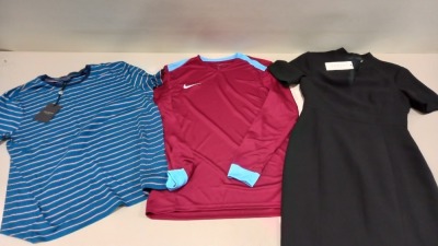6 PIECE MIXED CLOTHING LOT CONTAINING NIKE TOP SIZE LARGE, CYBER JAMMIES SHORTS SIZE 16, FRENCH CONNECTION DRESS SIZE 10, TED BAKER T SHIRT SIZE SMALL, DAMSEL IN A DRESS SIZE 10 AND ETON SHIRT SIZE 43