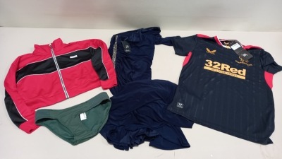 6 PIECE MIXED CLOTHING LOT CONTAINING CASTORE T SHIRT SIZE MEDIUM, GANT DRESS SIZE 8, SEA FOLLY BIKINI BOTTOMS SIZE 12, FROCK AND THRILL DRESS SIZE 10, CONVERSE JACKET SIZE 10-12 YEARS AND A ADRIANNA PAPELL DRESS SIZE 10