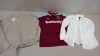 5 PIECE MIXED CLOTHING LOT CONTAINING TED BAKER JUMPER SIZE 3, FANTASY BRA SIZE 34DD, DORINA SWIMMING COSTUME SIZE 12, RALPH LAUREN SHIRT SIZE XS AND A WEST HAM SHIRT SIZE LARGE