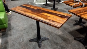 1 X CAST IRON BASED WOODEN TABLE (120 X 45CM)