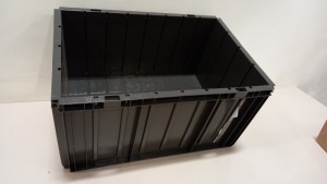 19 X BRAND NEW GREY PLASTIC STACKABLE CRATES - 64 X 45 X 33 CM (HIGH)