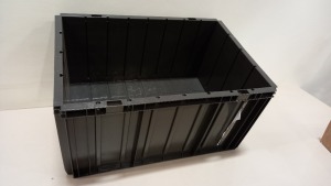 19 X BRAND NEW GREY PLASTIC STACKABLE CRATES - 64 X 45 X 33 CM (HIGH)