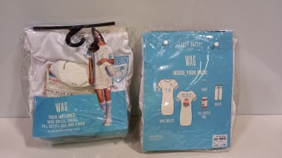 20 X BRAND NEW WAG COSTUMES CONTAINING WAG DRESS, SOCKS, PILL BOTTLE, BAG AND RING SIZE MEDIUM RRP £34.99 (TOTAL RRP £680.00)