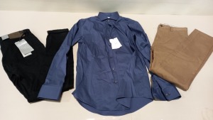5 PIECE MIXED CLOTHING LOT CONTAINING POLICE JEANS 30-34, QUICKSILVER SHORTS, MARELLA DRESS UK SIZE 12, HOWICK CHINOS SIZE 32L AND TIGER OF SWEDEN SHIRT SIZE 16.5