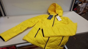5 X BRAND NEW JACK WILLS SUPER LIGHTWEIGHT DUCK DOWN FEATHERED YELLOW PADDED JACKETS UK SIZE 10 RRP £90.00 (TOTAL RRP £450.00)