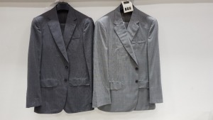 5 X BRAND NEW LUTWYCHE GREY SUITS IN SIZES 40R 38R 50R, 48L, 48L, (PLEASE NOTE SUITS NOT FULLY TAILORED)