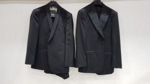 3 X BRAND NEW LUTWYCHE BLACK TAILORED SUITS SIZES 44L,42R,52R (PLEASE NOTE SUITS NOT FULLY TAILORED)