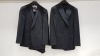 3 X BRAND NEW LUTWYCHE BLACK TAILORED SUITS SIZES 54L, ,52R, 46R (PLEASE NOTE SUITS NOT FULLY TAILORED)