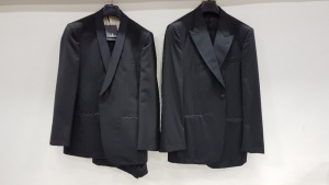 3 X BRAND NEW LUTWYCHE BLACK TAILORED SUITS SIZES 38 R, 52R (PLEASE NOTE SUITS NOT FULLY TAILORED)