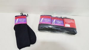 25 X BRAND NEW SPANX PACK OF 3 SUPER COSY SOFT KNEE HIGH SOCKS IN BLACK SIZE REGULAR RRP $18.00 (TOTAL RRP $1350.00)