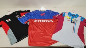 12 PIECE MIXED RACING CLOTHING LOT CONTAINING 6 X OFFICIAL MERCHANDISE MARCVDS RACING TEAM POLO SHIRT IN SMALL AND HONDA RACING TEAM OFFICIAL PRODUCT T SHIRTS IN VARIOUS SIZES