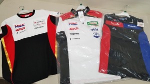 15 X BRAND NEW OFFICIAL LICENSED PRODUCT TEAM HONDA AND SUZUKI POLO SHIRTS SIZE MEDIUM AND SMALL