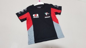 21 X BRAND NEW OFFICIAL DUCATTI MERCHANDISE TEAM DUCATTI SPONSORED T SHIRTS IN SIZE 2-3 YEARS