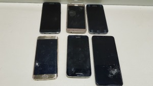 6 SAMSUNG SMARTPHONES ALL FOR SPARES