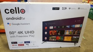 BRAND NEW CELLO 50 4K UHD TV WITH FREEVIEW PLAY AND GOOGLE ASSISTANT